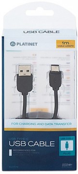 Platinet cable USB - USB-C 1m, black (PUCTC1B)
