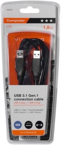 Vivanco кабель USB 3.1 USB-A - USB-A 1.8 м (45249) image 1