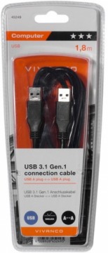 Vivanco кабель USB 3.1 USB-A - USB-A 1.8 м (45249)