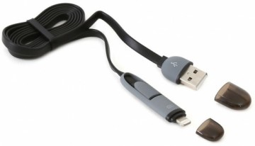 Platinet кабель USB - microUSB/Lightning 1м, черный (42870)