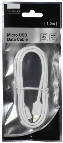 Vivanco кабель USB - microUSB 1.0м, белый (35816) image 1