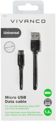 Vivanco kabelis microUSB - USB 2.0 1,2m (36251) image 1