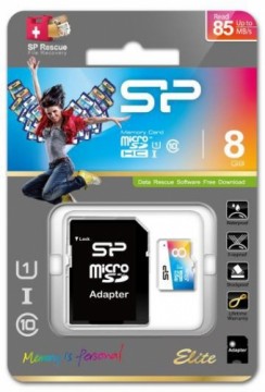 Silicon Power atmiņas karte microSDHC 8GB Elite Class 10 + adapteris