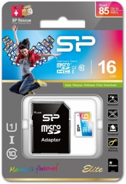 Silicon Power atmiņas karte microSDHC 16GB Elite Class 10 + adapteris