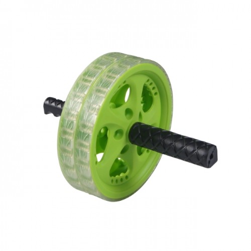 SportVida Dubultais Flat Rolleris (17.5cm) priekš Fitnesa ar argonomiskiem gumijotiem rokturiem Zaļš image 2