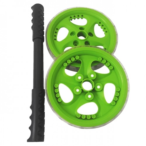 SportVida Dubultais Flat Rolleris (17.5cm) priekš Fitnesa ar argonomiskiem gumijotiem rokturiem Zaļš image 4