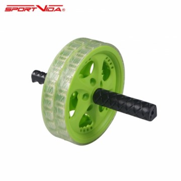 SportVida Dubultais Flat Rolleris (17.5cm) priekš Fitnesa ar argonomiskiem gumijotiem rokturiem Zaļš