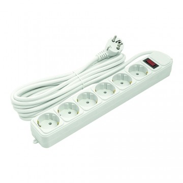 Powerplant Extension cord 5m, 6 sockets, with switch