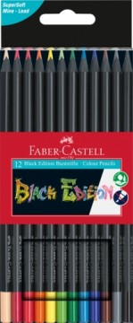 Krāsainie zīmuļi Faber-Castell Black Edition, 12 krāsas