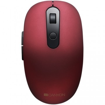 CANYON MW-9 2 in 1 Wireless optical mouse with 6 buttons, DPI 800/1000/1200/1500, 2 mode(BT/ 2.4GHz), Battery AA*1pcs, Red, silent switch for right/left keys, 65.4*112.25*32.3mm, 0.092kg