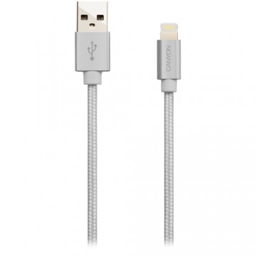 CANYON MFI-3 Charge & Sync MFI braided cable with metalic shell, USB to lightning, certified by Apple, cable length 1m, OD2.8mm, Pearl White