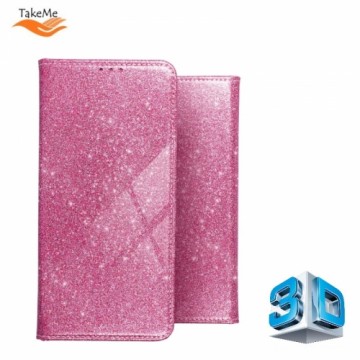 Take Me TakeMe 3D-Crystal Shine Magnētiskas fiksācijas maciņš-grāmata priekš Samsung Galaxy A72 (A726) 5G Rozā