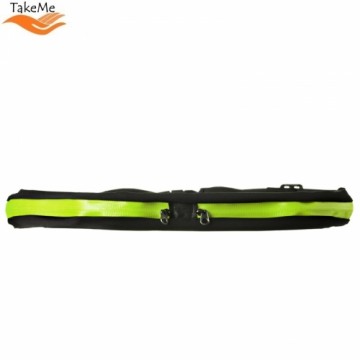 Take Me TakeMe Universālā Fitnesam & Skriešanai jostas somiņa ar atstarotāju un 2 kabatām uz rāvējslēdzēja (44x8.5cm) Melna/Zaļa
