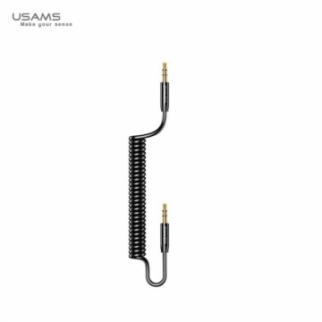 Usams US-SJ256 Premium Spirāles kabelis Aux Ligzdas 3.5mm spraudnis uz 3.5mm spraudni 1.2m Melns