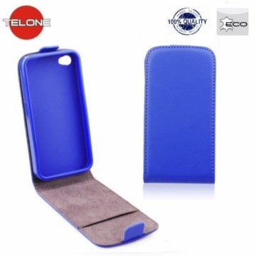 Telone Flexi Slim Flip Sony Xperia E4 vertikāli atverams maks silikona ietvarā Zils
