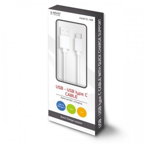 USB - USB typ C cable Quick Charge, 5A, 1m SAVIO CL-126 image 1