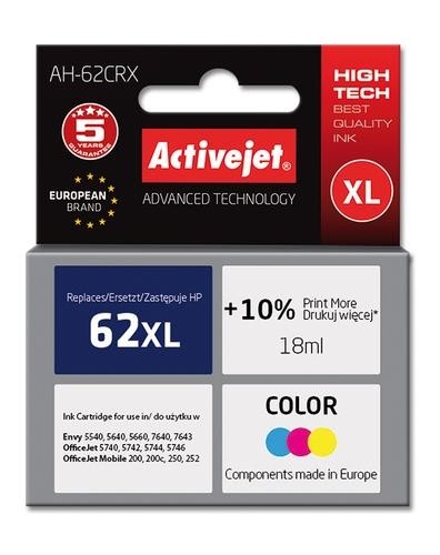 Activejet AH-62CRX colour ink for HP 62XL C2P07AE refurbished image 2