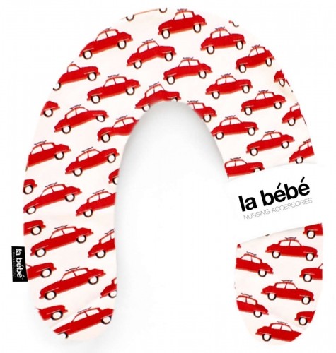 La Bebe™ Rich Maternity Pillow Art.102773 Cars Red-White pakaviņš mazuļa barošana, gulēšanai, pakaviņš grūtniecēm 30x104 cm image 1