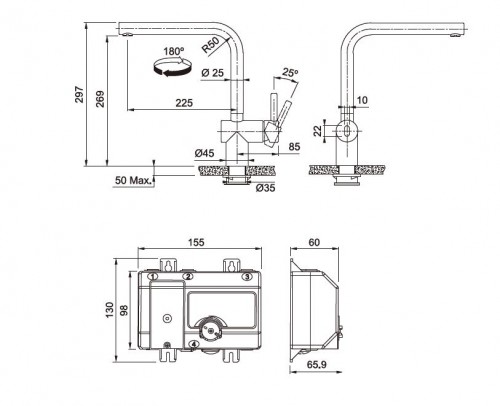 Franke ATLAS NEO SENSOR Industrial Black 115.0625.525 Virtuves ūdens maisītājs ar sensoru un rokas vadību image 2