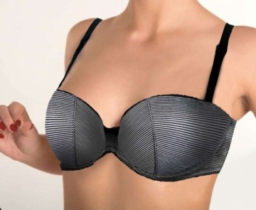 La Bebe™ Lingerie Eco Cotton Art.119750 Gray Stripes  Бюстгальтер для кормления с отстёгивающейся плотной чашкой и стабильной поддержкой груди