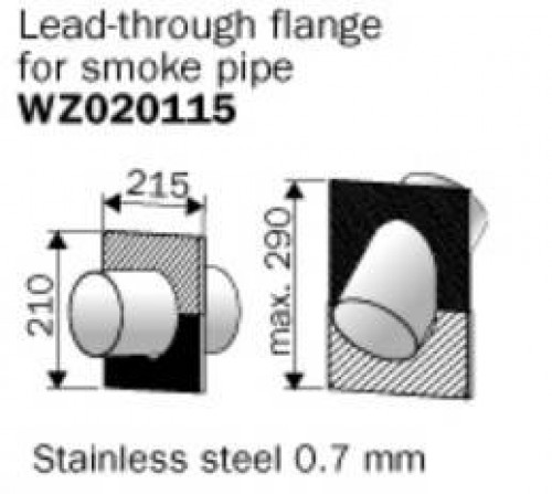 HARVIA WZ020115 Lead-through flange, stainless steel image 1