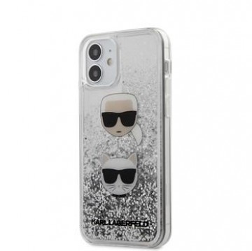 Karl Lagerfeld - iPhone 12 mini 5.4'' Liquid Glitter 2 Heads Cover Silver