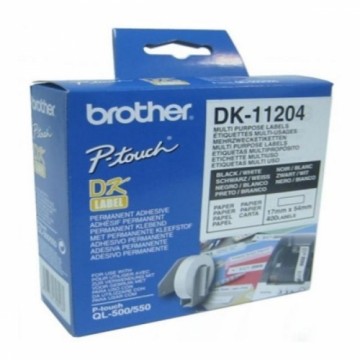 Daudzfunkcionālas printera birkas Brother DK11204 17 x 54 mm Balts