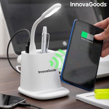 Беспроводное зарядное устройство с держателем-органайзером и светодиодной USB-лампой 5-в-1 DesKing InnovaGoods
