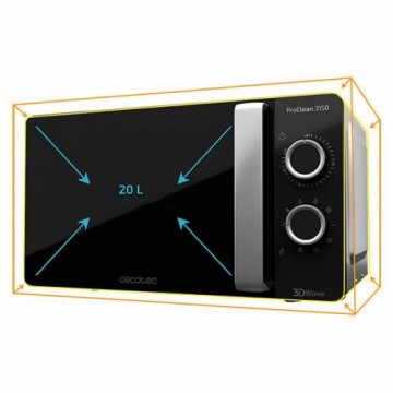 Mikroviļņu Krāsns ar Grilu Cecotec ProClean 3150 20 L 700W Melns Sudrabains