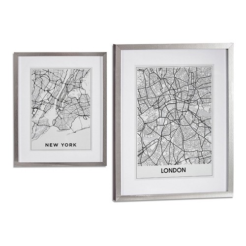 Gift Decor Glezna Londona New York Sudrabs Koks Stikls (43 x 3 x 53 cm) image 1