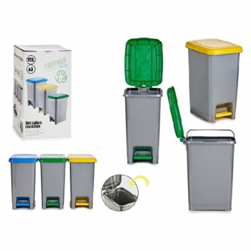 Bigbuy Home Atkritumu tvertne ar pedāli Recycling Plastmasa (3 Daudzums)
