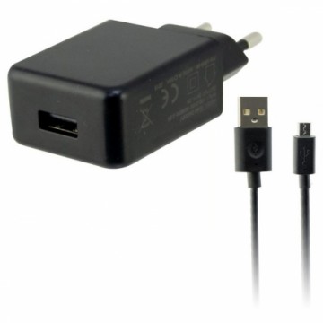 Sienas Lādētājs + Micro USB Kabelis KSIX USB 2A Melns