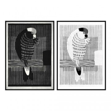 Glezna DKD Home Decor Papagailis (2 pcs) (83 x 4.5 x 123 cm)