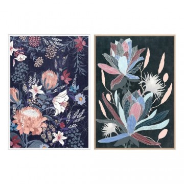 Glezna DKD Home Decor Цветы (2 pcs) (53 x 4.3 x 73 cm)