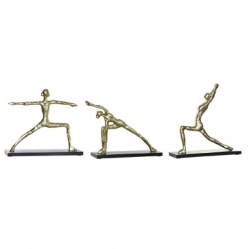 Dekoratīvās figūriņas DKD Home Decor Alumīnijs Koks MDF Yoga (3 pcs) (33 x 10 x 35 cm) (35 x 10 x 33 cm) (33 x 10 x 28 cm)