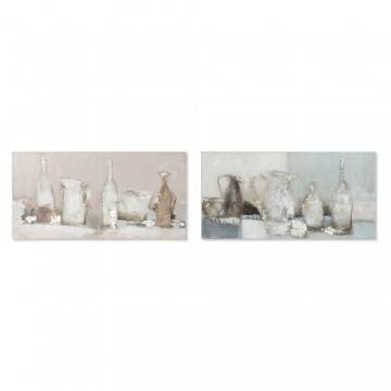 Glezna DKD Home Decor Canvas Vāze (2 pcs) (120 x 3.8 x 60 cm)