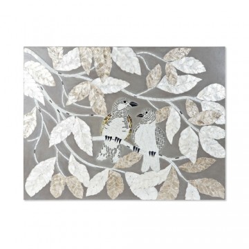 Полотно DKD Home Decor Стеклянный Листья Деревянный MDF (90 x 4 x 70 cm)