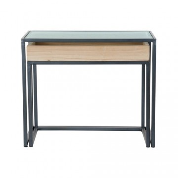 Mazs galdiņš DKD Home Decor Metāls Stikls (2 pcs)