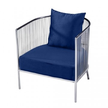 atzveltnes krēsls DKD Home Decor Poliesters Tērauds Tumši Zils (66 x 69 x 70 cm)