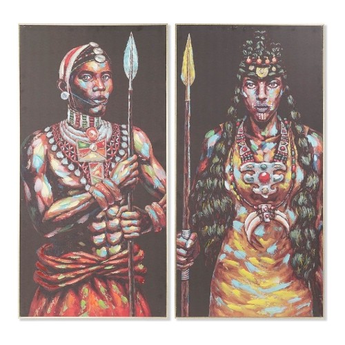 Glezna DKD Home Decor Canvas Āfrikas vīrietis (2 pcs) (60 x 5 x 120 cm) image 1