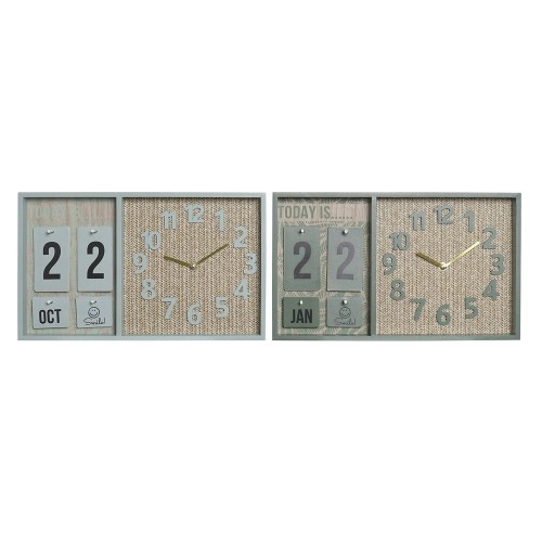 Sienas pulkstenis DKD Home Decor polipropilēns Zaļš Piparmētra Koks MDF (2 pcs) (40 x 5 x 24 cm) image 1