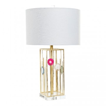 Настольная лампа DKD Home Decor Белый полиэстер Металл Стеклянный 220 V Позолоченный