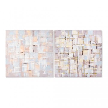 Glezna DKD Home Decor Squares Canvas Abstrakts (2 pcs) (100 x 3 x 100 cm)