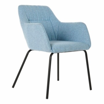 Krēsls DKD Home Decor Melns Poliesters Metāls Debesu zils (58 x 59 x 76 cm)