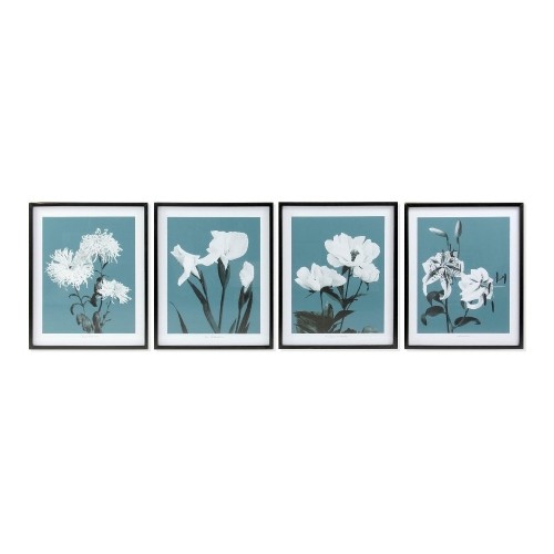 Glezna DKD Home Decor Flowers Цветы (4 pcs) (55 x 2.5 x 70 cm) image 1