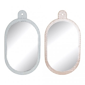 Настенное зеркало DKD Home Decor Белый Розовый Металл Стеклянный (2 pcs) (22 x 1.5 x 40 cm)