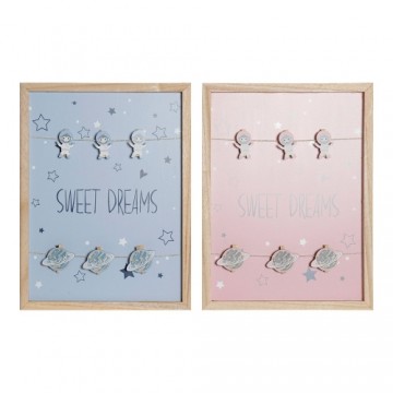 Fotorāmis ar Skavām DKD Home Decor Sweet Dreams Koks MDF (40 x 40 x 3 cm) (2 pcs)