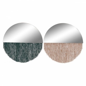 Sienas spogulis DKD Home Decor Poliesters Koks (2 pcs)