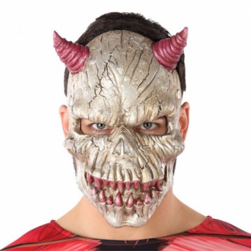 Bigbuy Carnival Maska Halloween Dēmons vīrietis Balts (21 x 34 cm)
