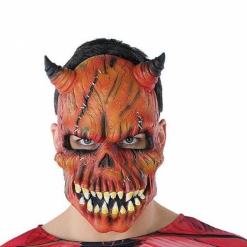 Bigbuy Carnival Maska Halloween Dēmons vīrietis Skelets Sarkans (21 X 25 cm)